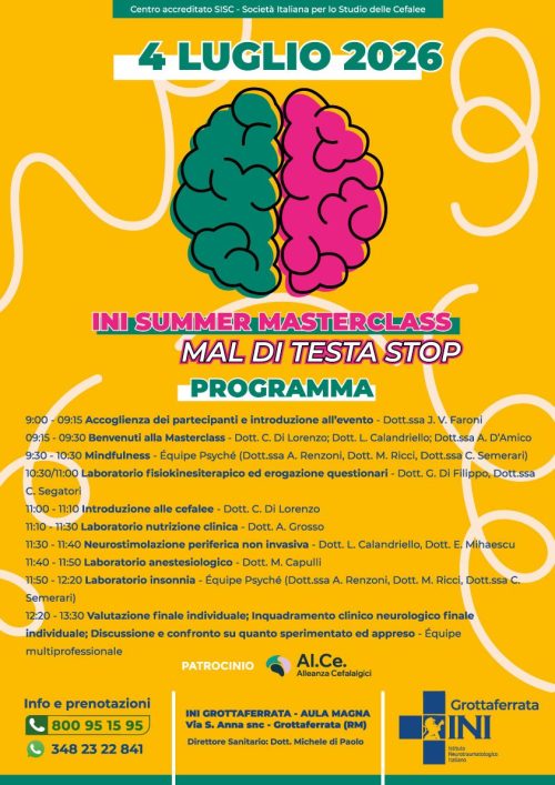 Programma Masterclass Cefalee 4 luglio